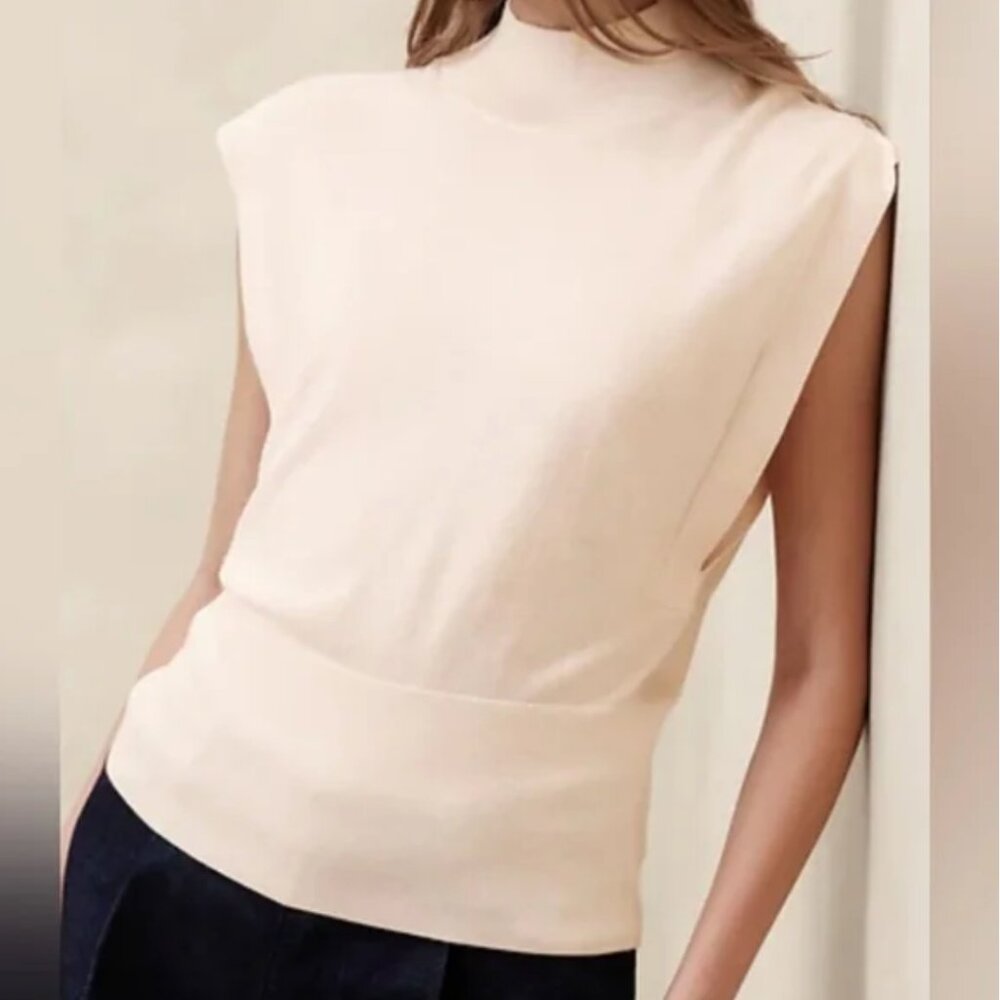 Banana Republic  Merino Wool Mock-Neck Sweater Blush Pink Small NWT